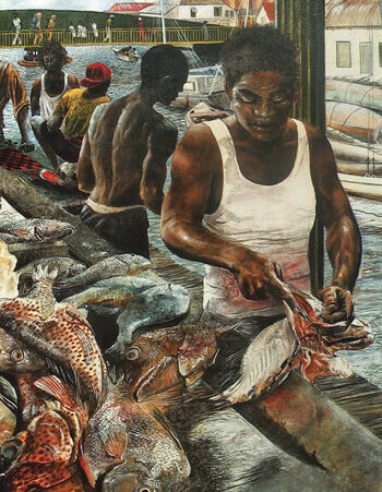 Painting of Jimmy Hines at the Market Painting
