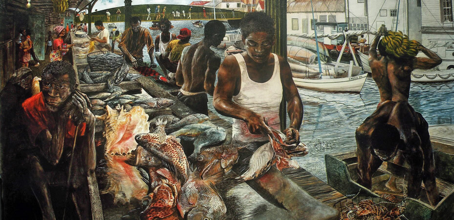Painting of Jimmy Hines at the Market Painting