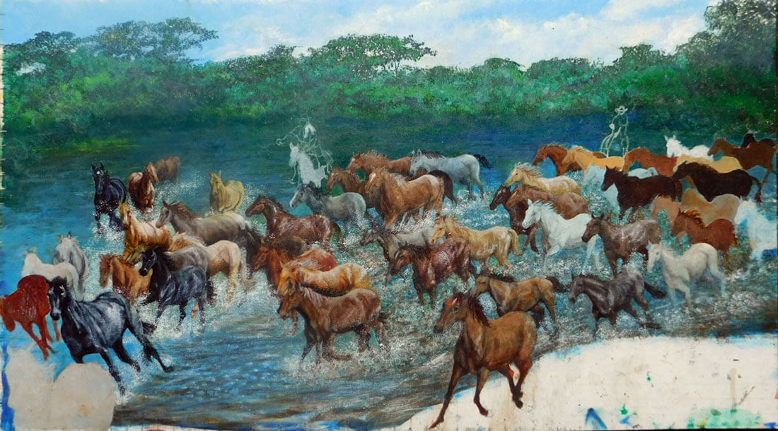 horses - Painting in progress